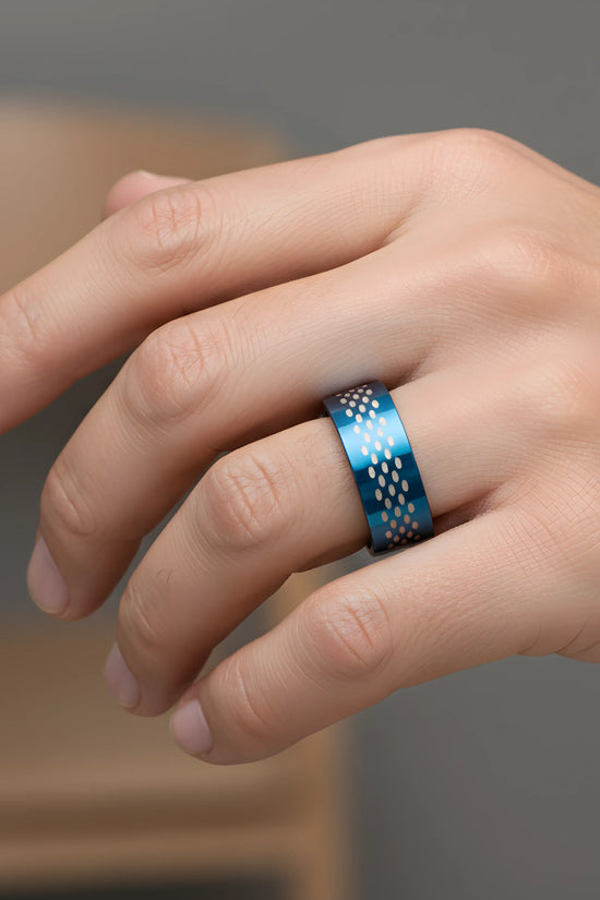 Blue Patterned Statement Ring 5.7cm