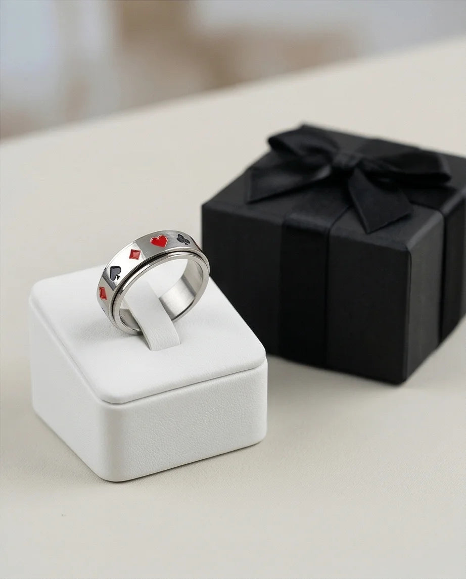 The Royal Flush: Playing Card Suits Spinner Band