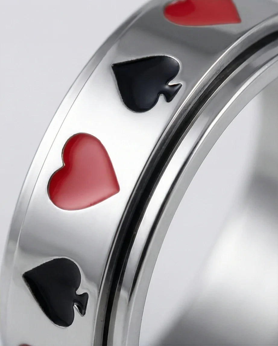 The Royal Flush: Playing Card Suits Spinner Band