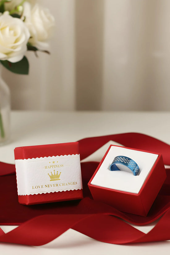Blue Patterned Statement Ring 5.7cm