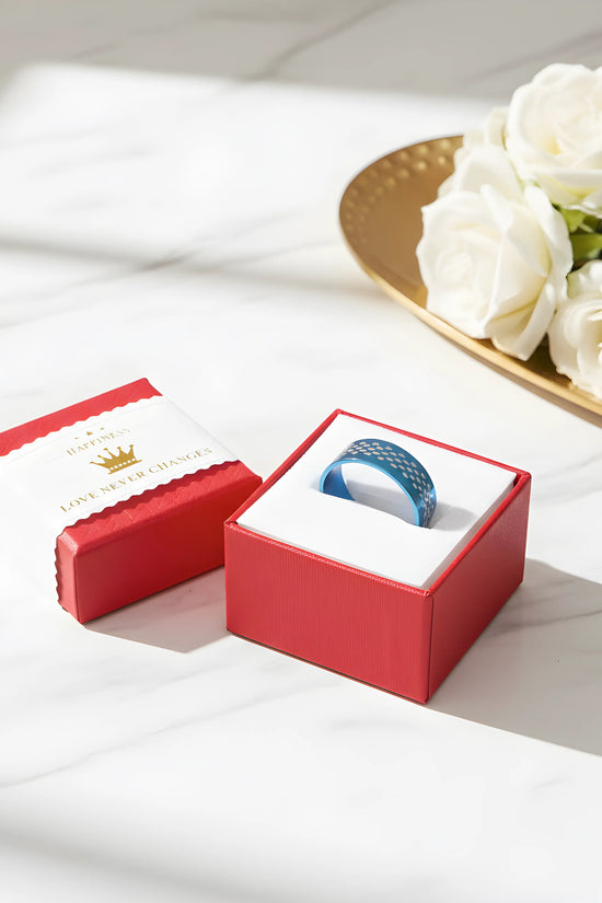 Blue Patterned Statement Ring 5.7cm