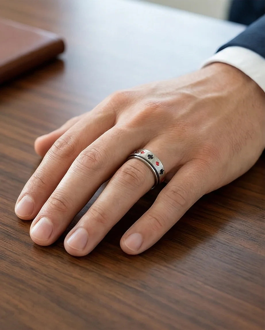 The Royal Flush: Playing Card Suits Spinner Band