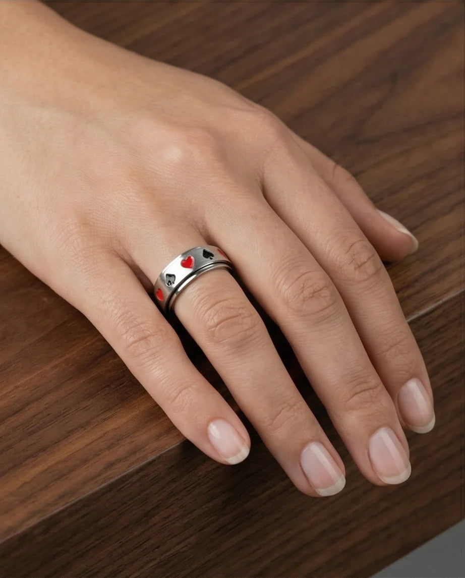 The Royal Flush: Playing Card Suits Spinner Band