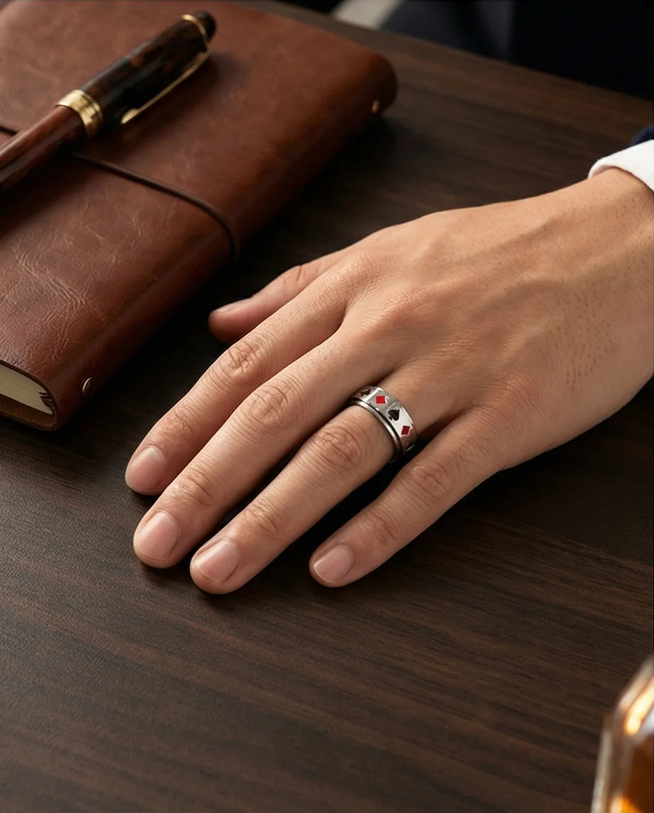 The Royal Flush: Playing Card Suits Spinner Band