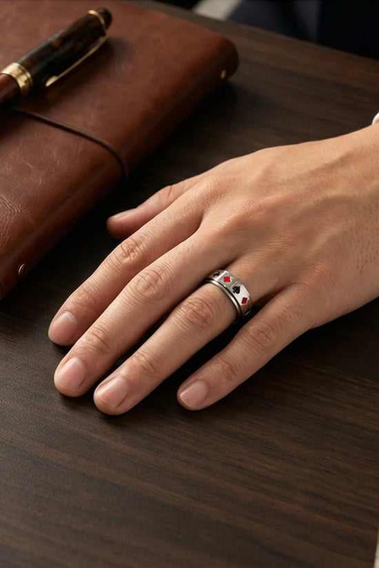 The Royal Flush: Playing Card Suits Spinner Band
