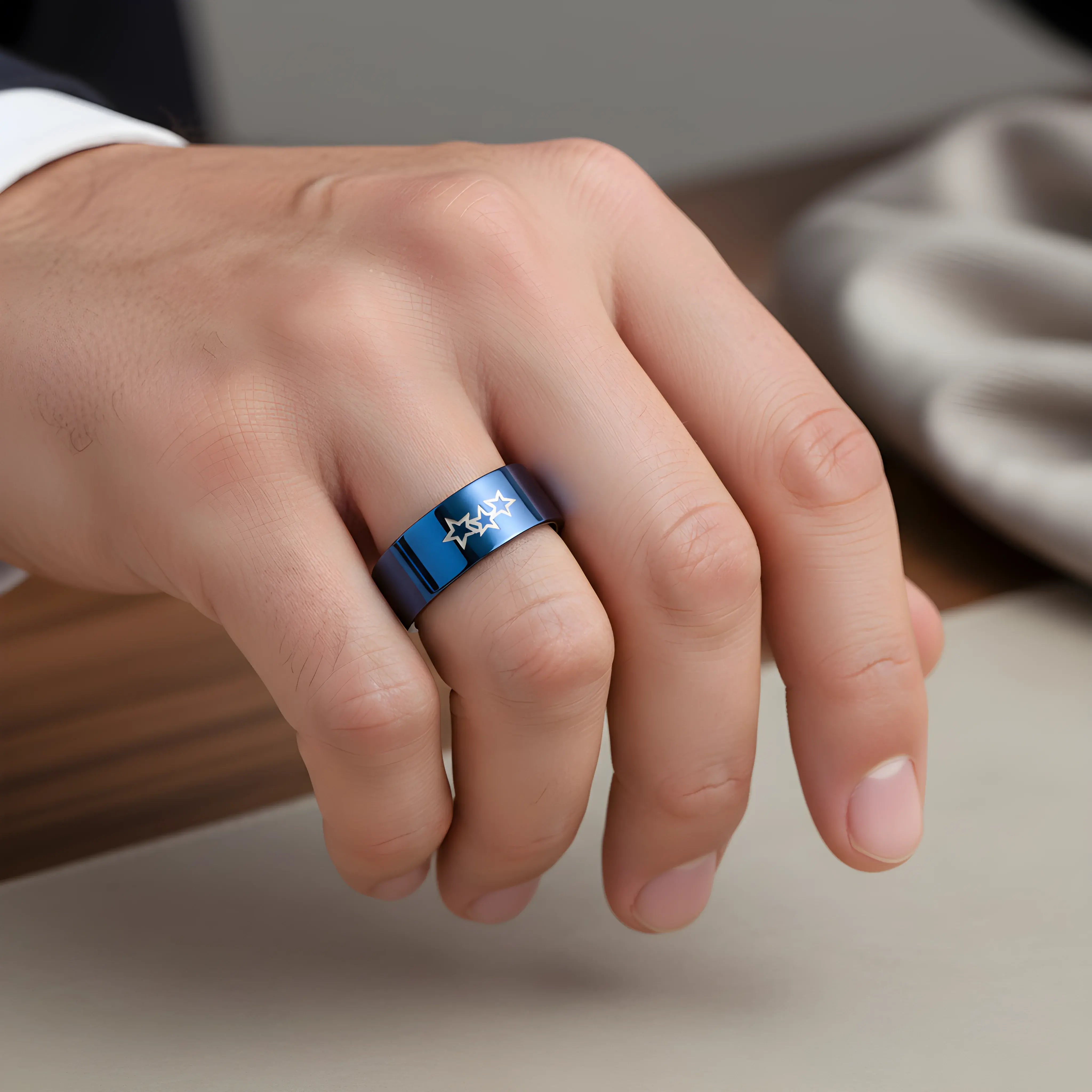 Blue Star Titanium Ring 6.6cm