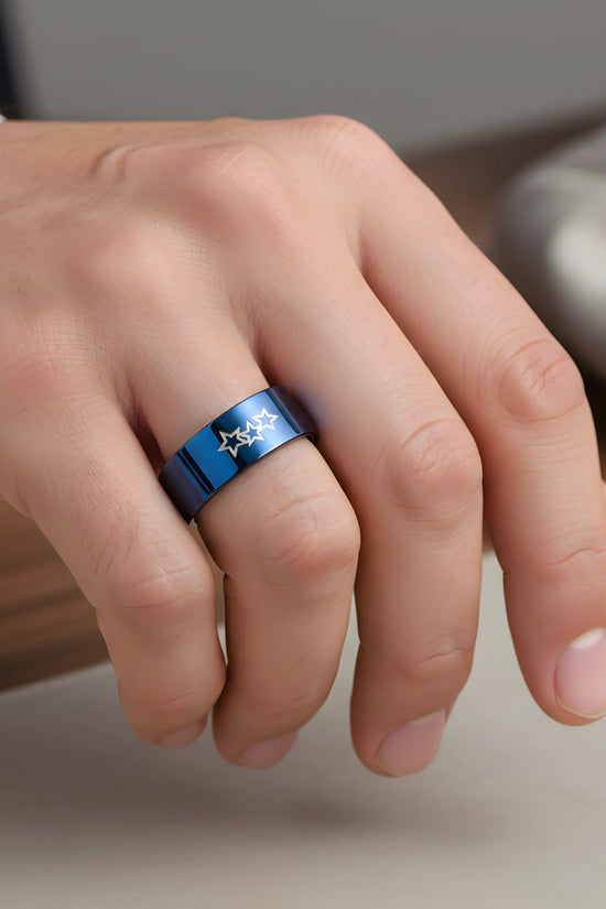 Blue Star Titanium Ring 6.6cm