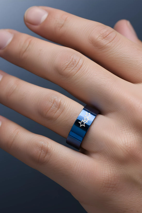 Blue Star Titanium Ring 6.6cm