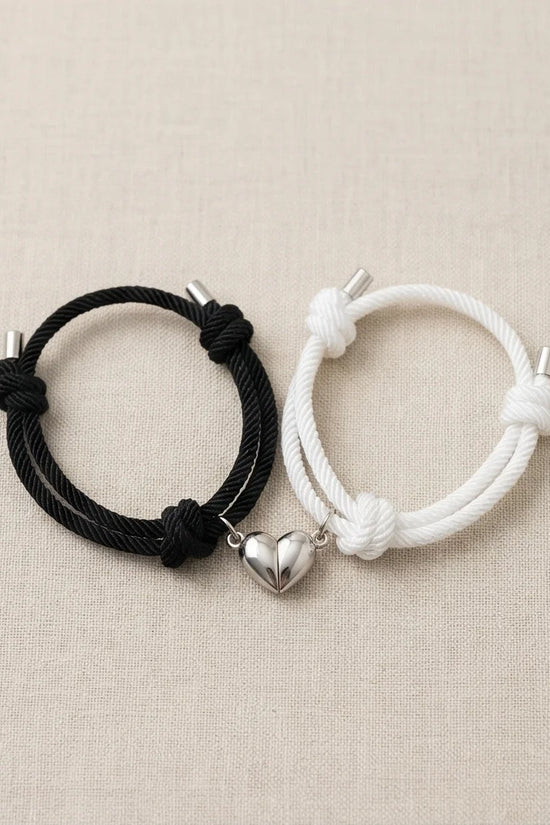The Magnetic Pulse: Heart-Link Couple Bracelets