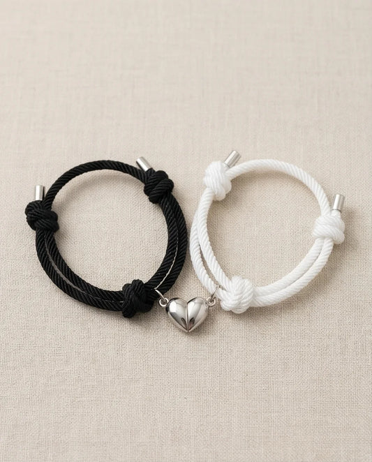 The Magnetic Pulse: Heart-Link Couple Bracelets
