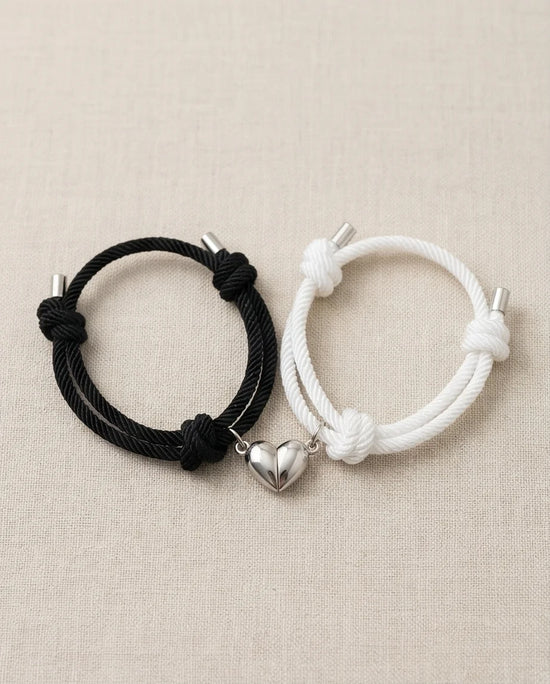 The Magnetic Pulse: Heart-Link Couple Bracelets