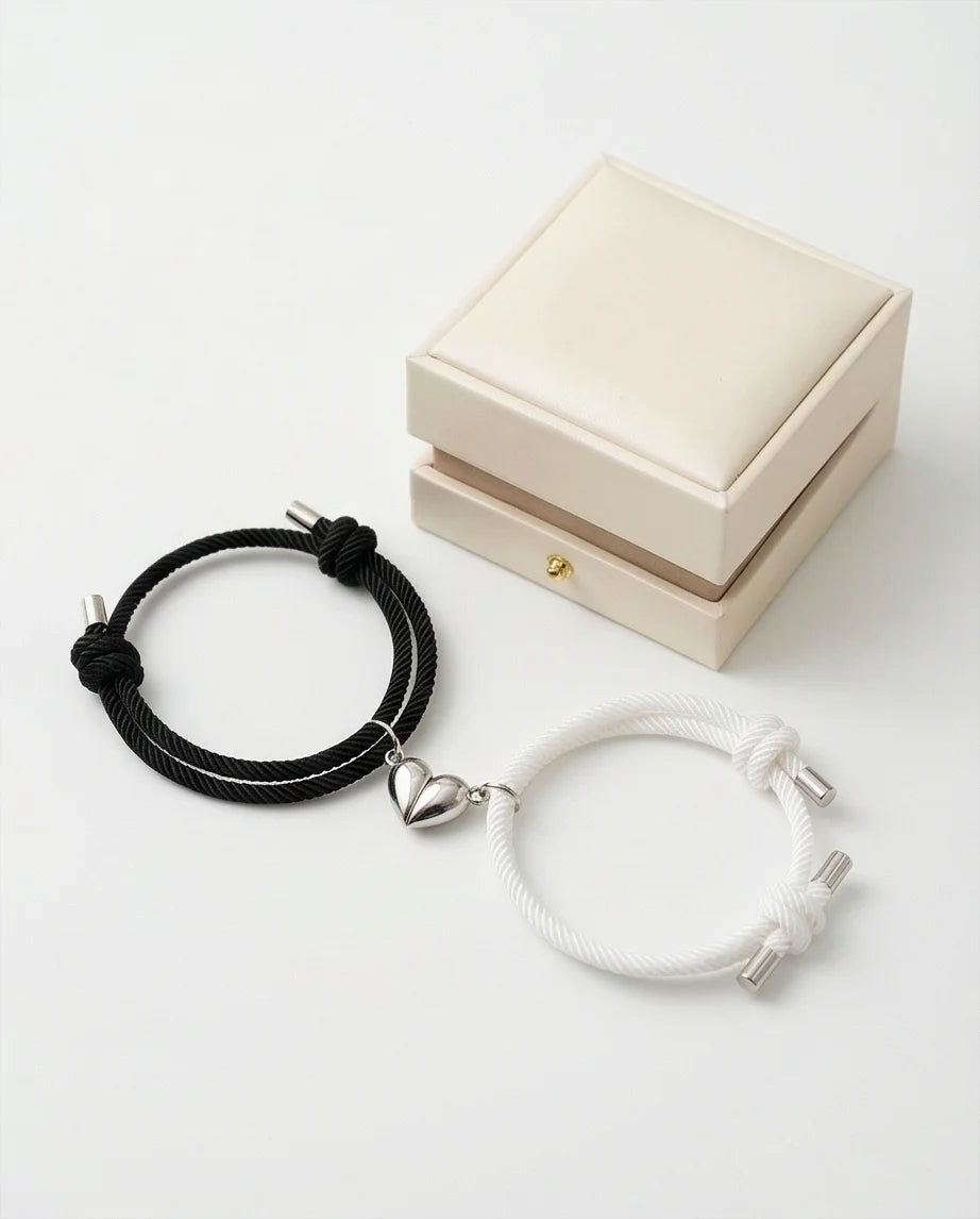 The Magnetic Pulse: Heart-Link Couple Bracelets