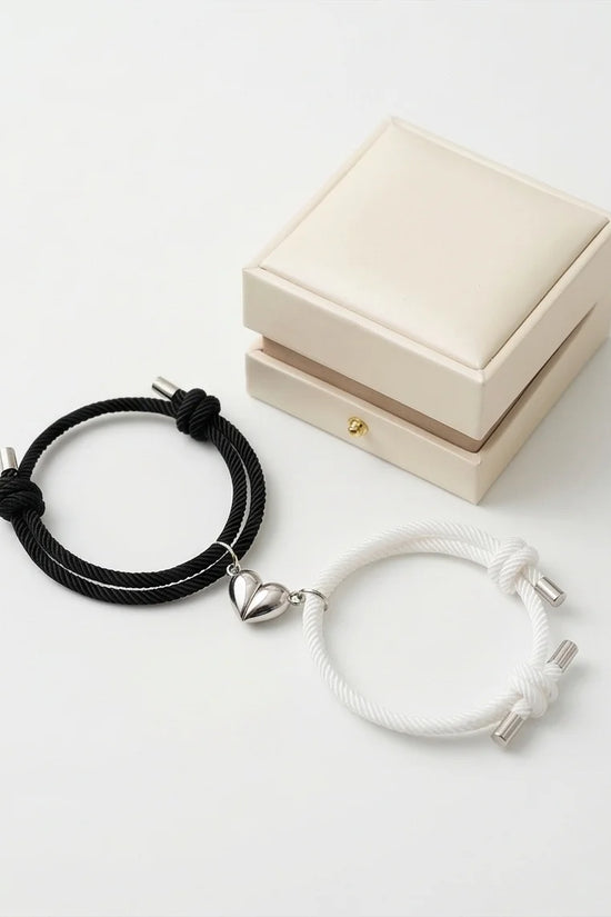 The Magnetic Pulse: Heart-Link Couple Bracelets