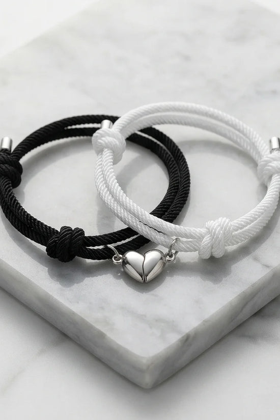 The Magnetic Pulse: Heart-Link Couple Bracelets