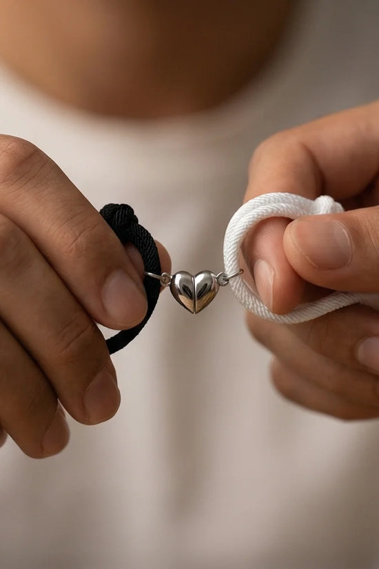 The Magnetic Pulse: Heart-Link Couple Bracelets