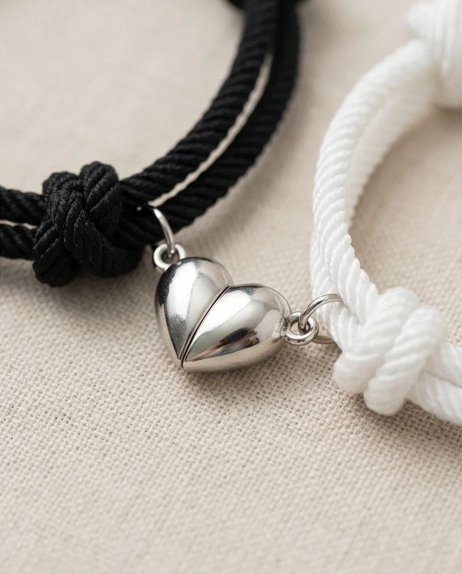 The Magnetic Pulse: Heart-Link Couple Bracelets