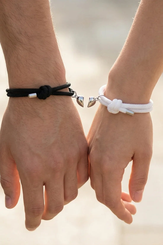 The Magnetic Pulse: Heart-Link Couple Bracelets