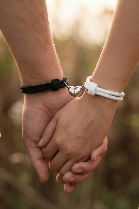 The Magnetic Pulse: Heart-Link Couple Bracelets