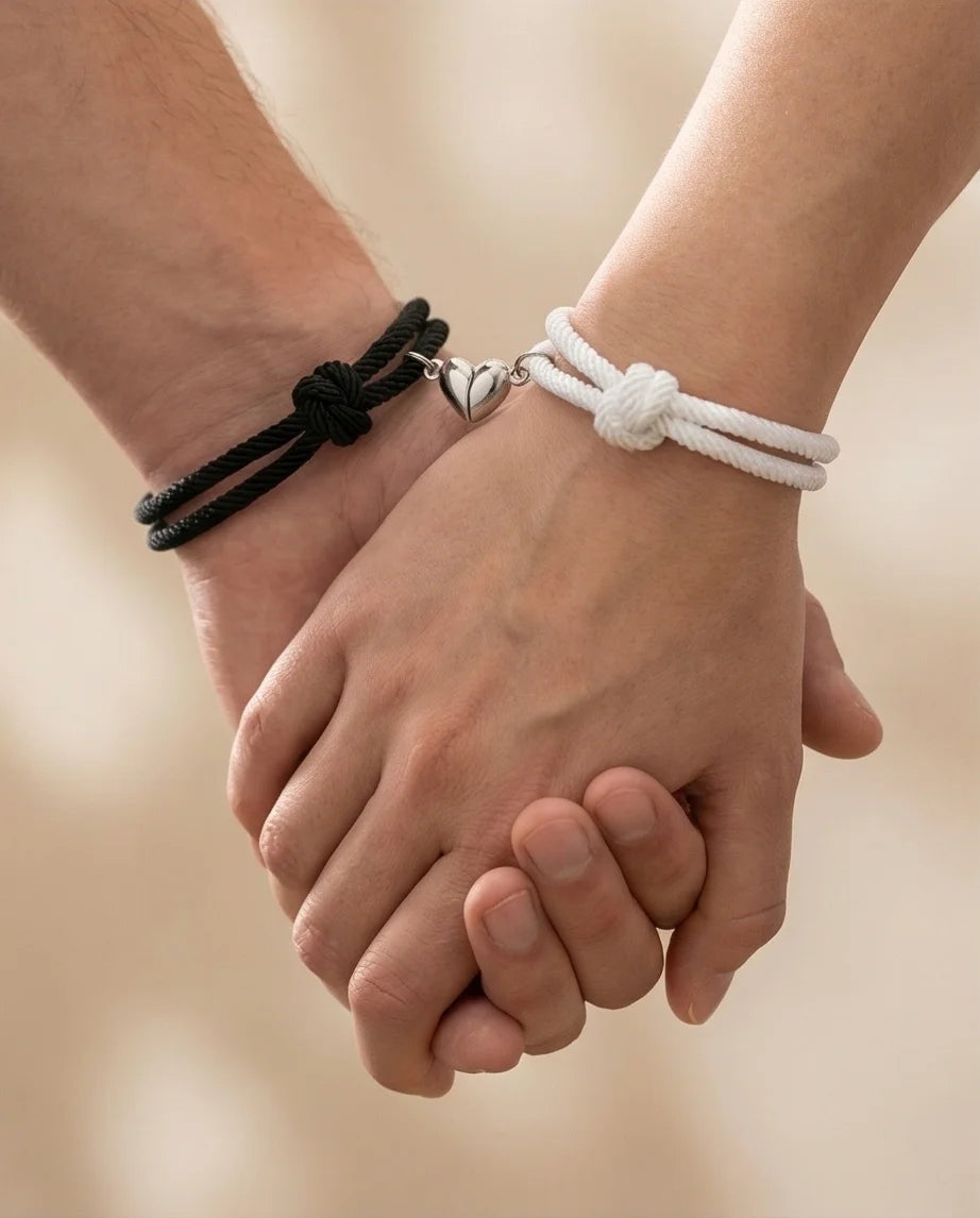 The Magnetic Pulse: Heart-Link Couple Bracelets