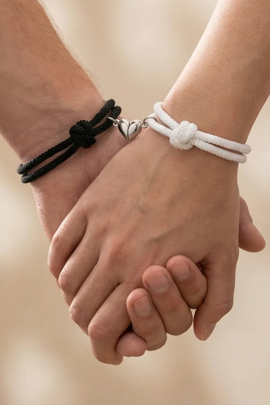 The Magnetic Pulse: Heart-Link Couple Bracelets