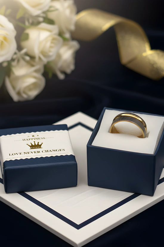 Two-Tone Brushed Gold & Silver Ring 5.9cm