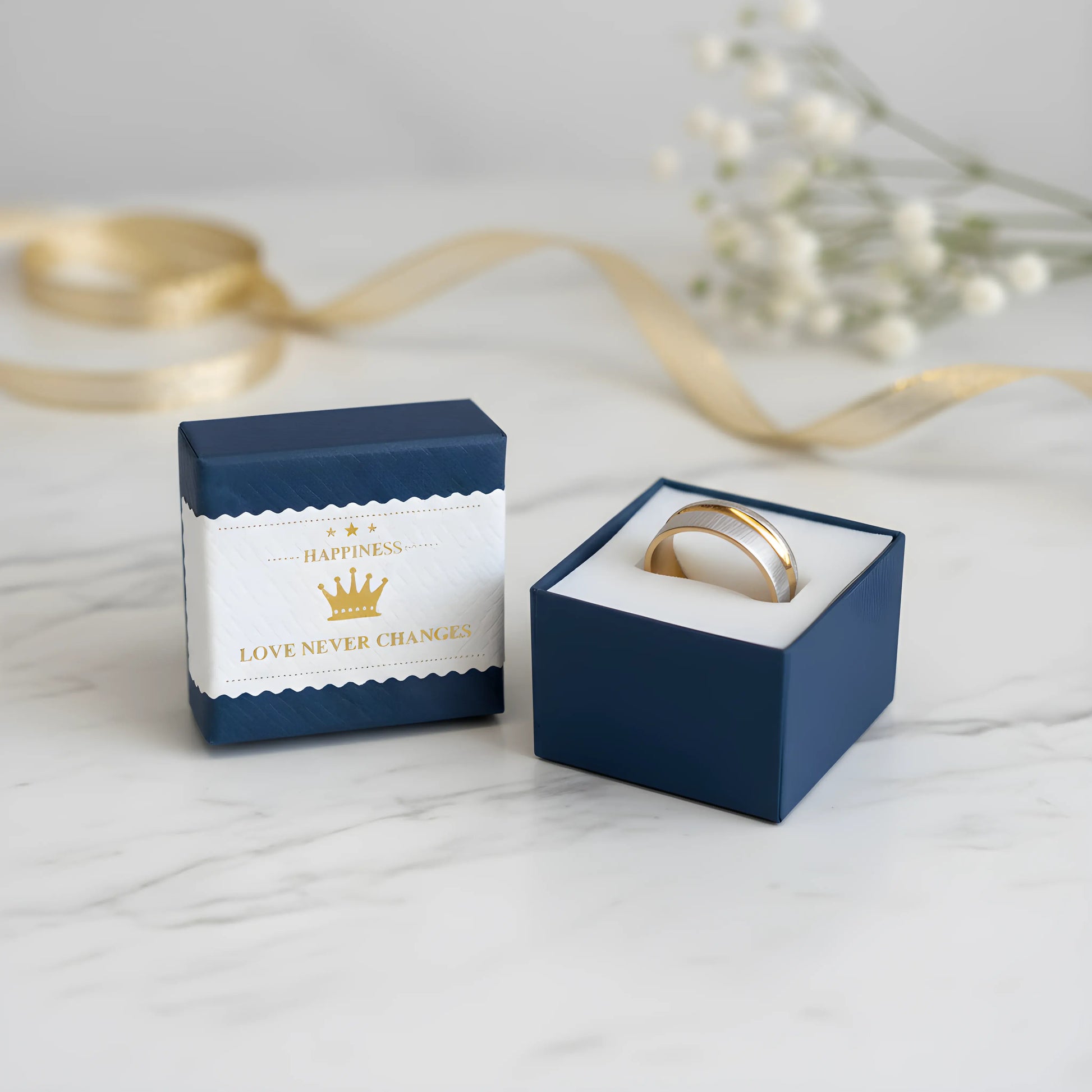 Two-Tone Brushed Gold & Silver Ring 5.9cm