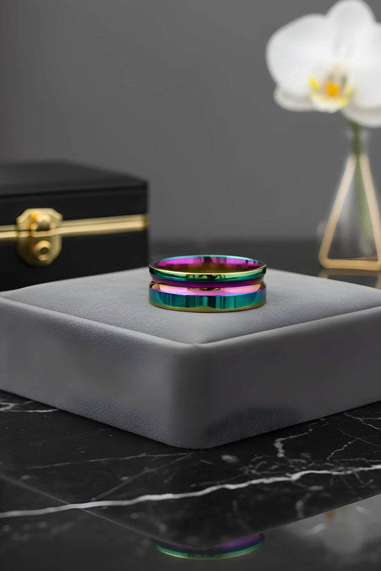 Aurora Two-Tone Titanium Ring 5.9cm