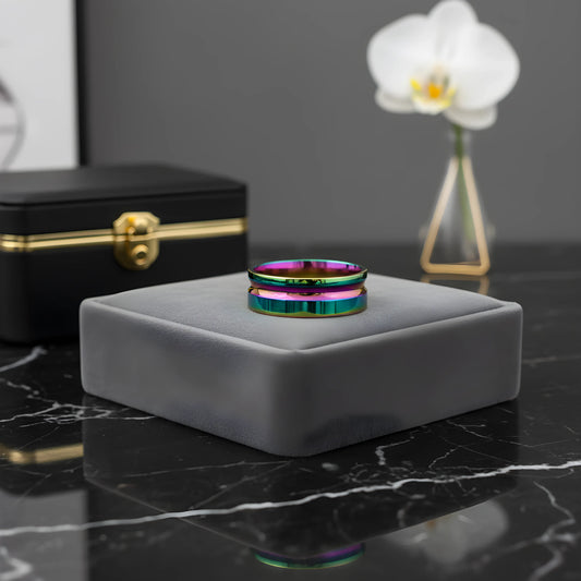 Aurora Two-Tone Titanium Ring 5.9cm