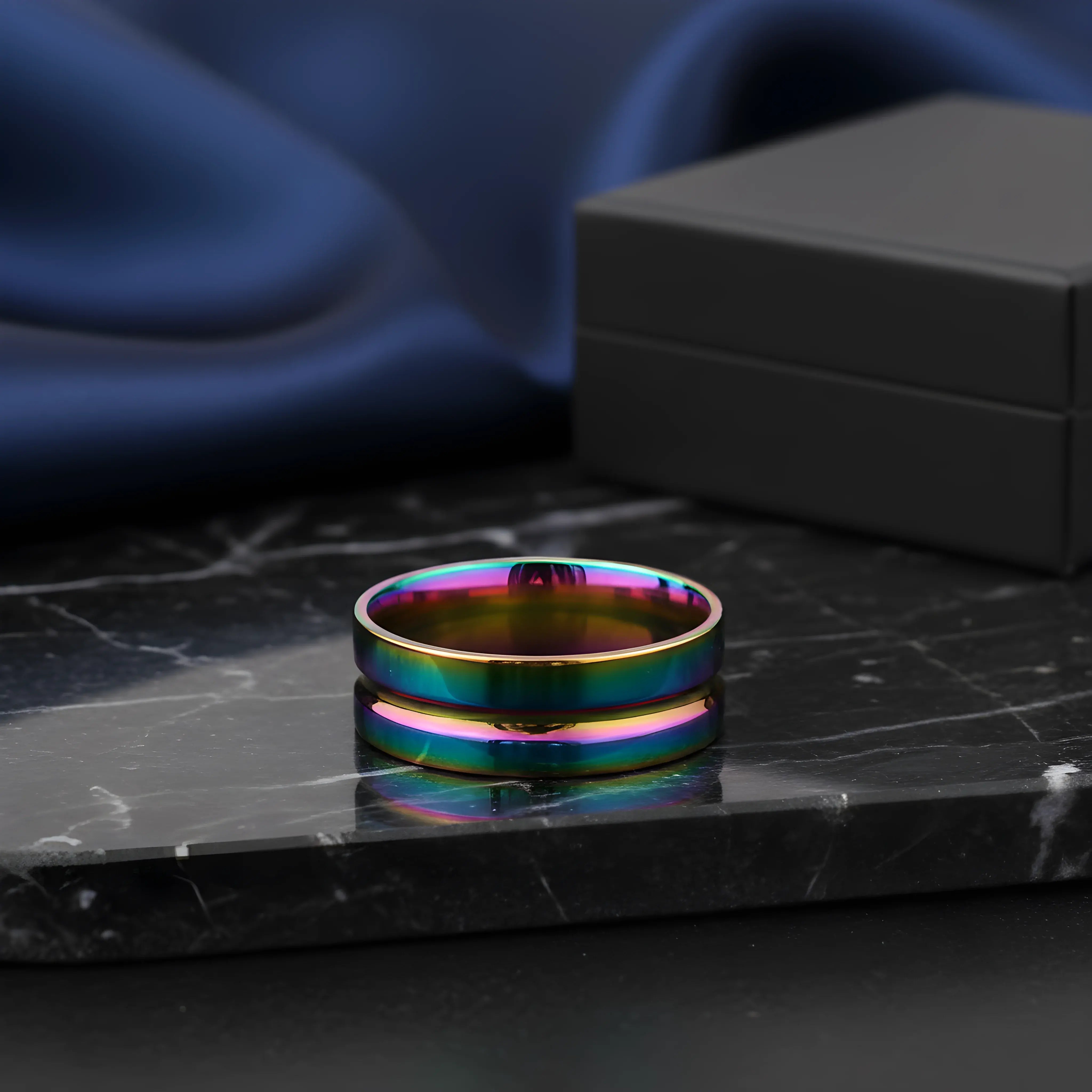 Aurora Two-Tone Titanium Ring 5.9cm