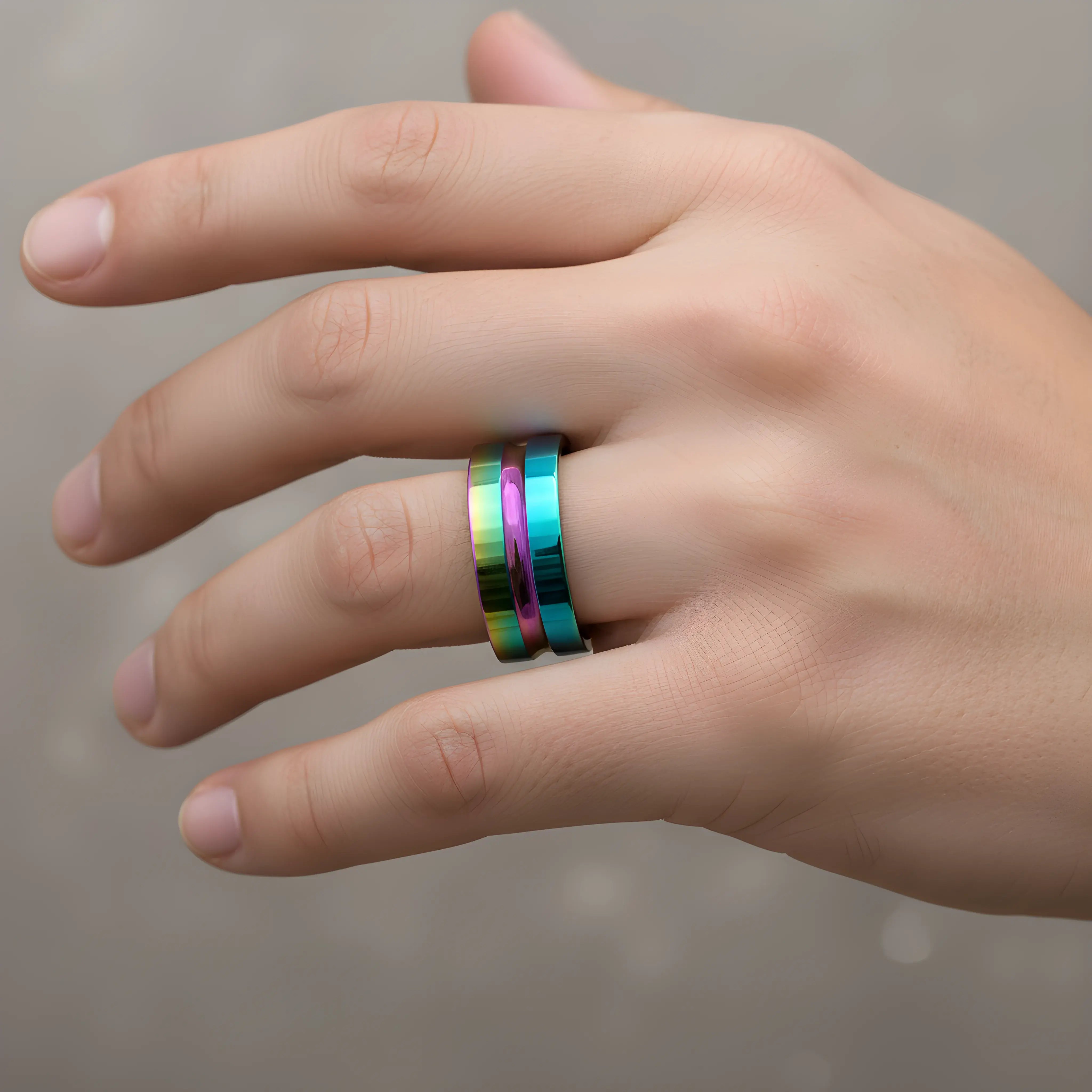 Aurora Two-Tone Titanium Ring 5.9cm