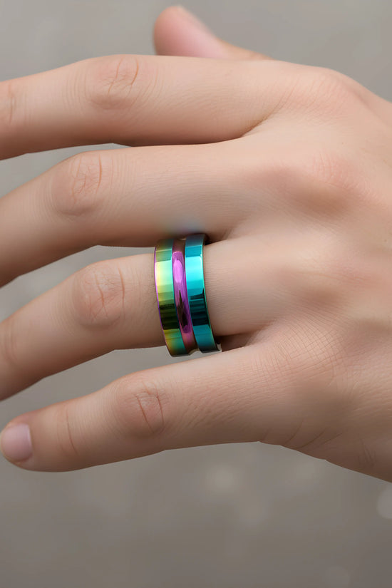 Aurora Two-Tone Titanium Ring 5.9cm