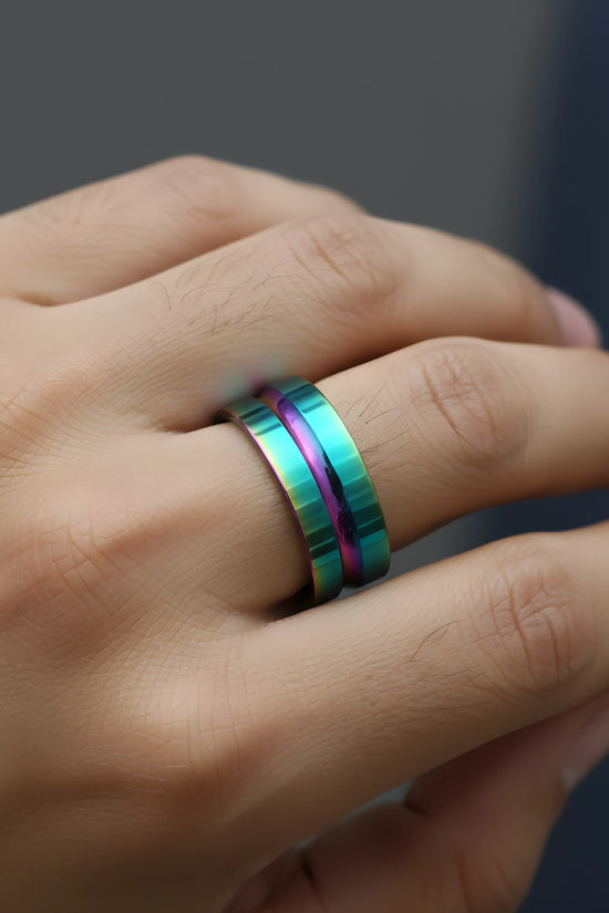 Aurora Two-Tone Titanium Ring 5.9cm