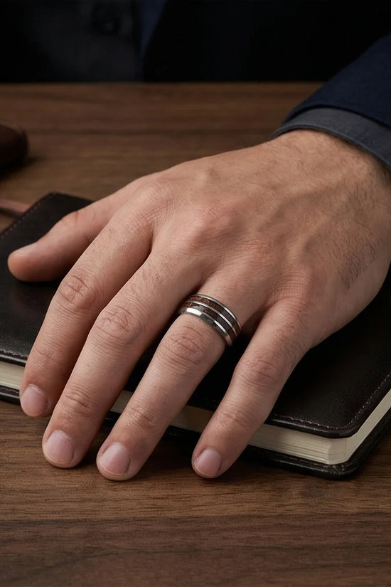 The Timber Path: Koa Wood & Silver Polished Band