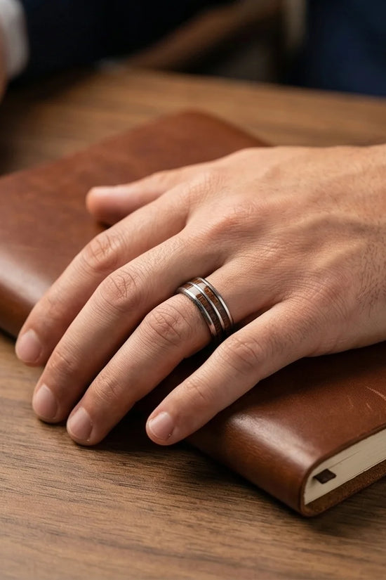 The Timber Path: Koa Wood & Silver Polished Band