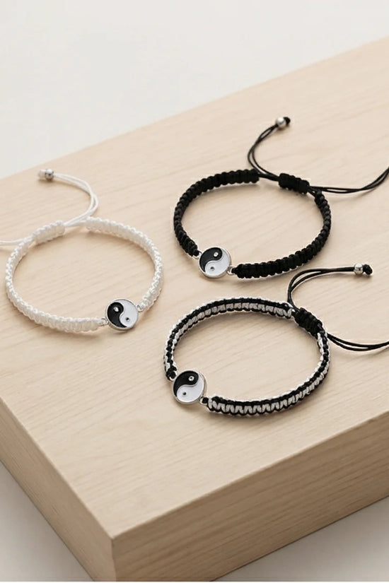 The Zen Harmony: Hand-Woven Yin Yang Bracelet Set