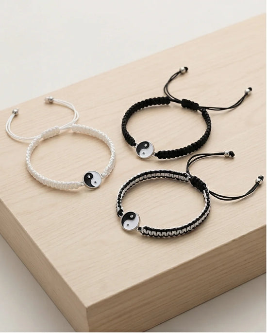 The Zen Harmony: Hand-Woven Yin Yang Bracelet Set