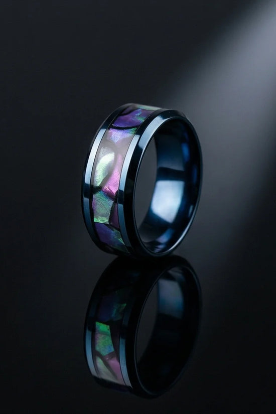 Abyssal Aurora: Mother-of-Pearl Style Inlay Ring
