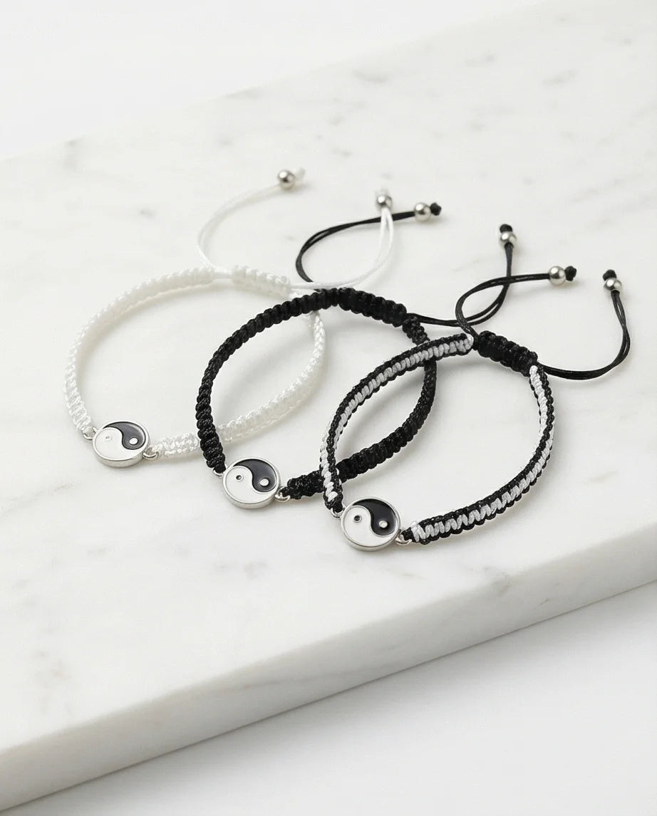 The Zen Harmony: Hand-Woven Yin Yang Bracelet Set