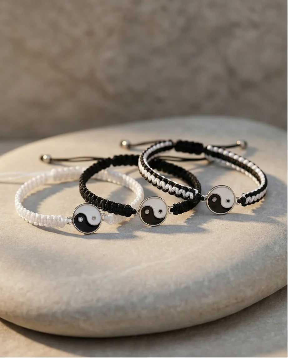 The Zen Harmony: Hand-Woven Yin Yang Bracelet Set