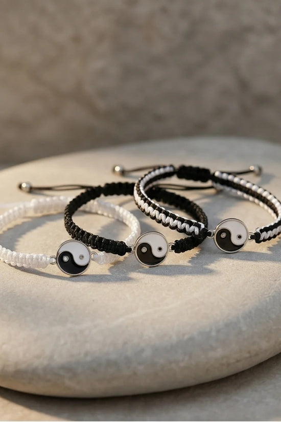 The Zen Harmony: Hand-Woven Yin Yang Bracelet Set