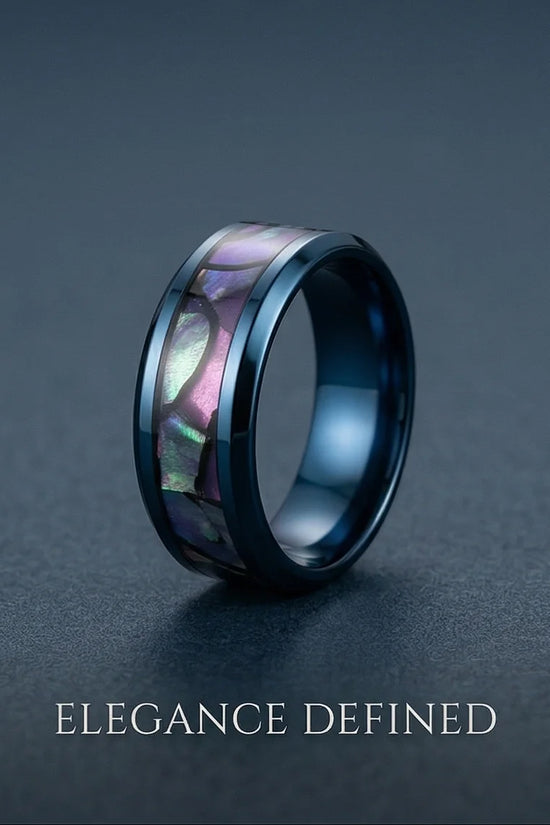 Abyssal Aurora: Mother-of-Pearl Style Inlay Ring