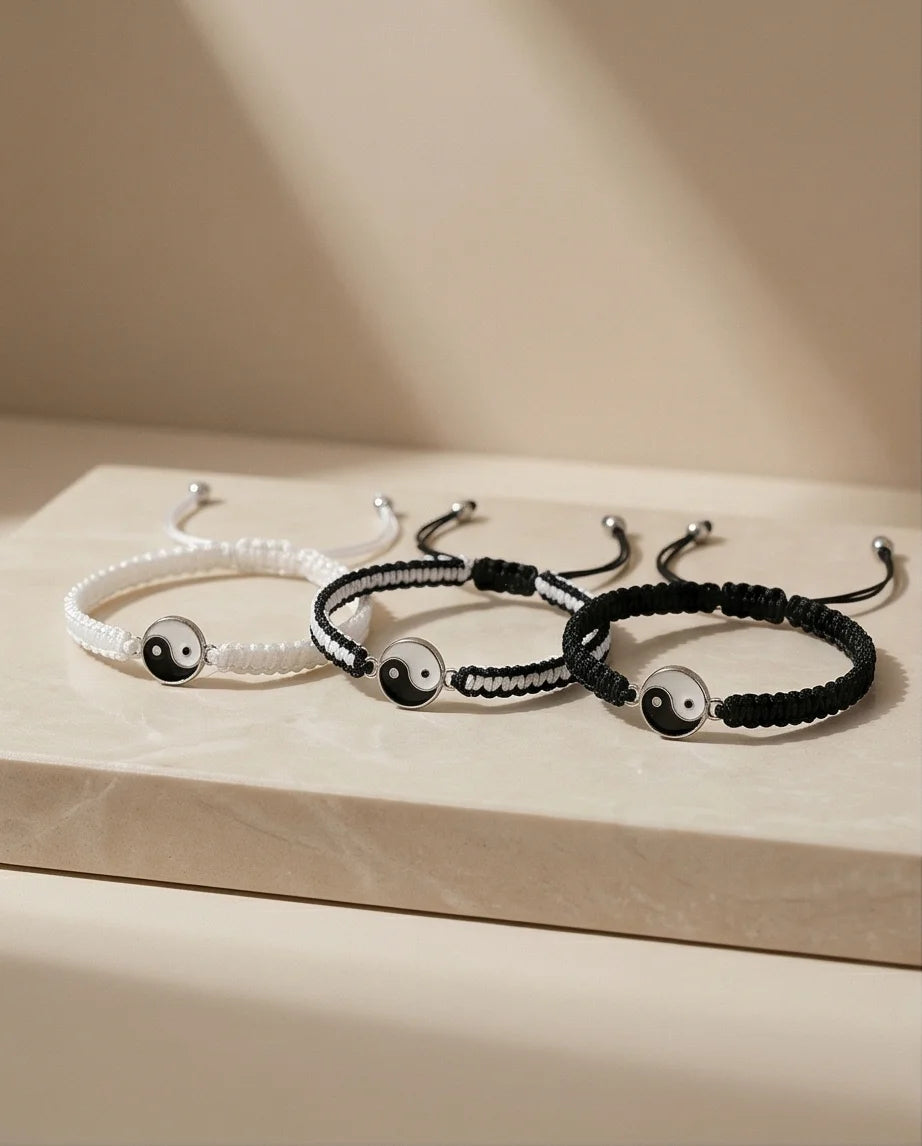 The Zen Harmony: Hand-Woven Yin Yang Bracelet Set