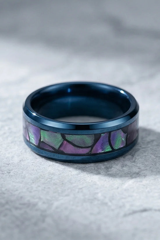 Abyssal Aurora: Mother-of-Pearl Style Inlay Ring