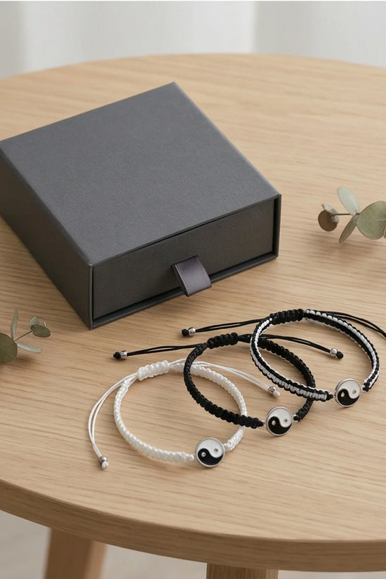 The Zen Harmony: Hand-Woven Yin Yang Bracelet Set