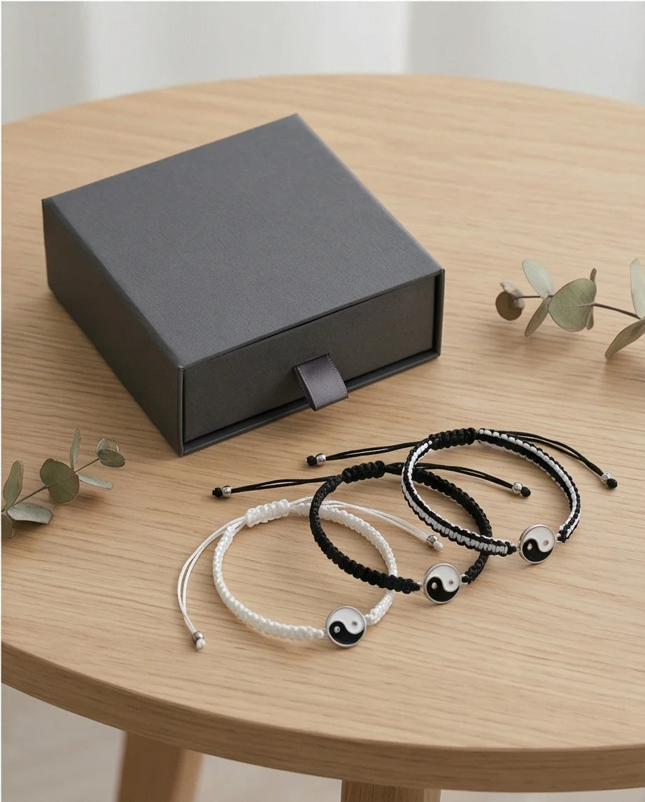 The Zen Harmony: Hand-Woven Yin Yang Bracelet Set