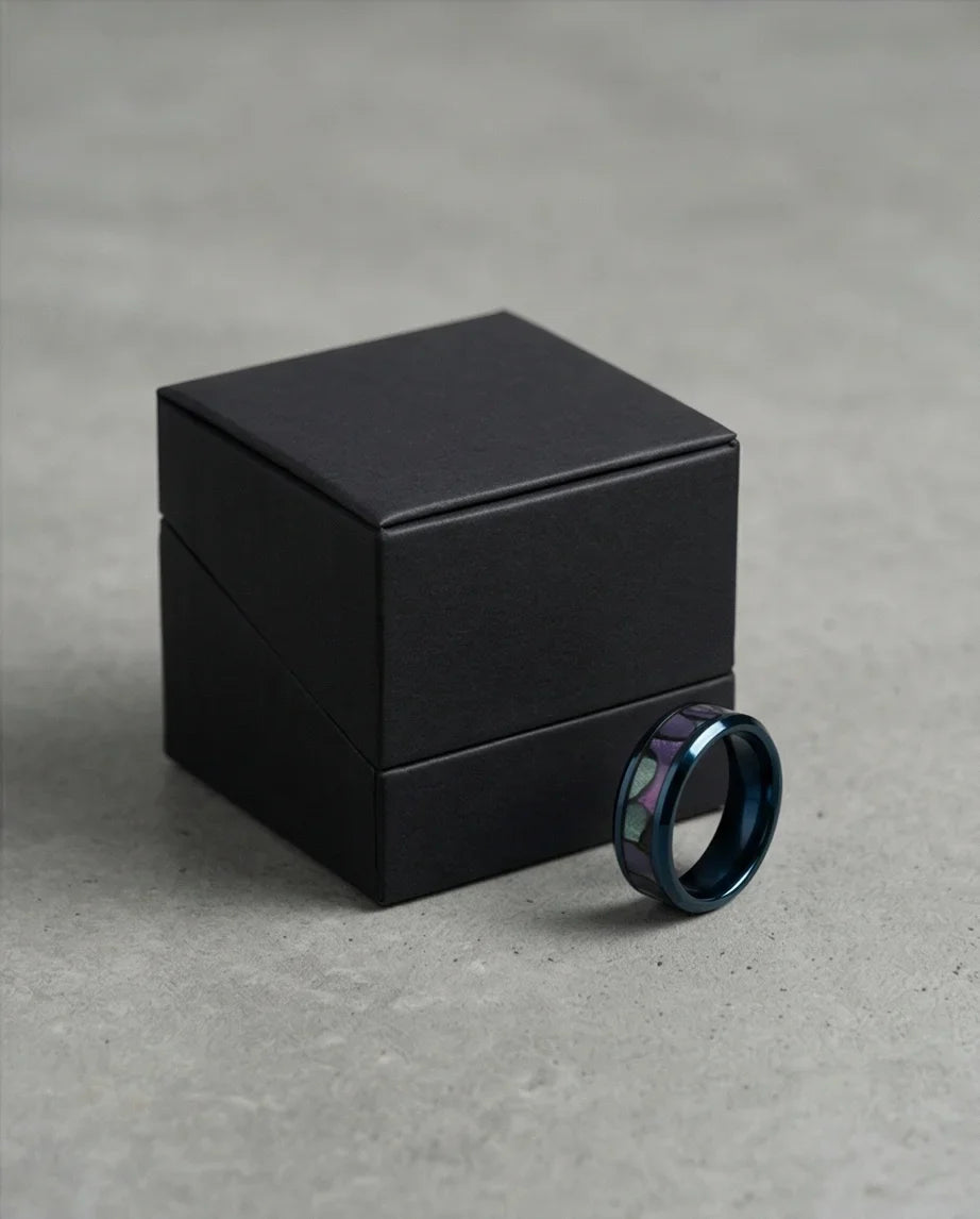 Abyssal Aurora: Mother-of-Pearl Style Inlay Ring