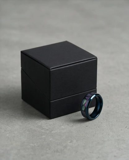Abyssal Aurora: Mother-of-Pearl Style Inlay Ring