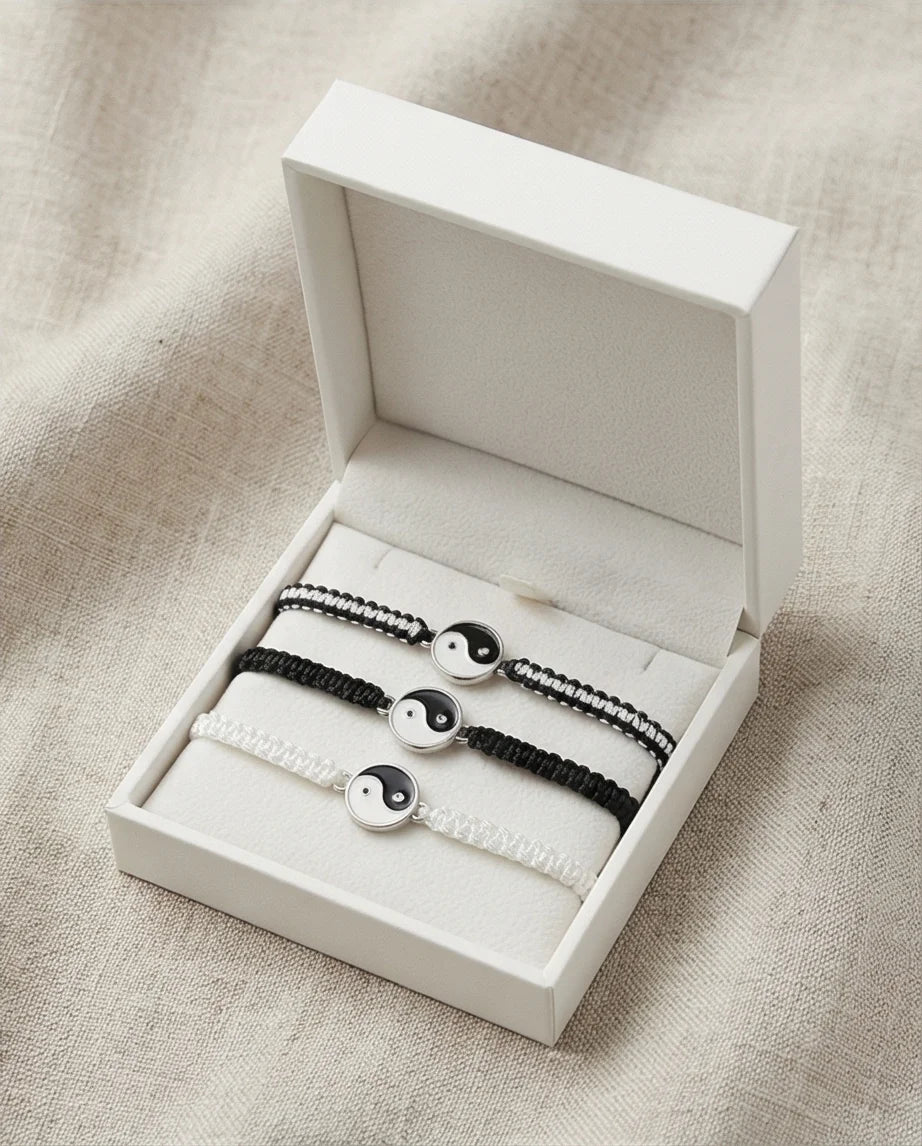 The Zen Harmony: Hand-Woven Yin Yang Bracelet Set