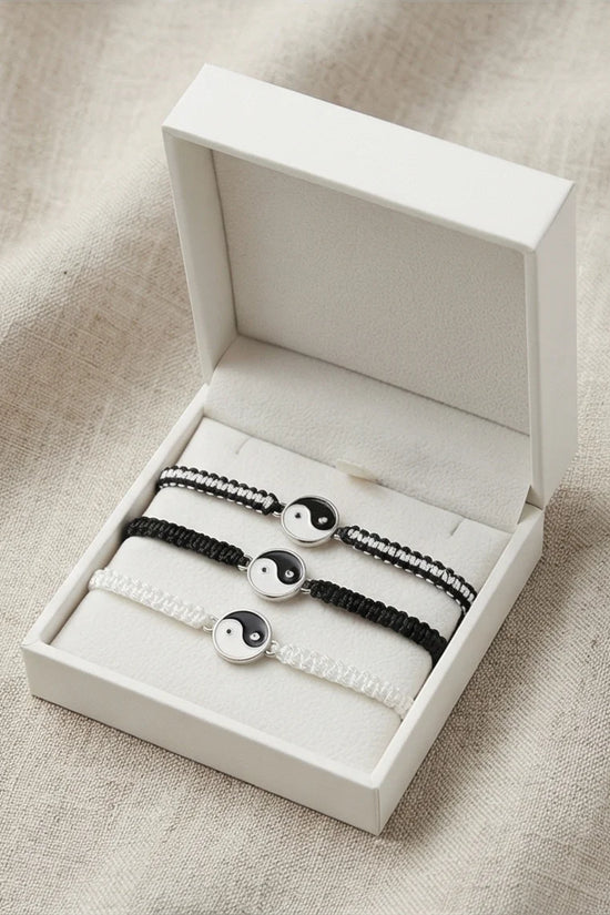 The Zen Harmony: Hand-Woven Yin Yang Bracelet Set
