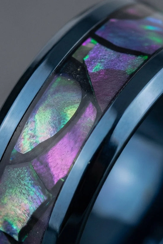 Abyssal Aurora: Mother-of-Pearl Style Inlay Ring